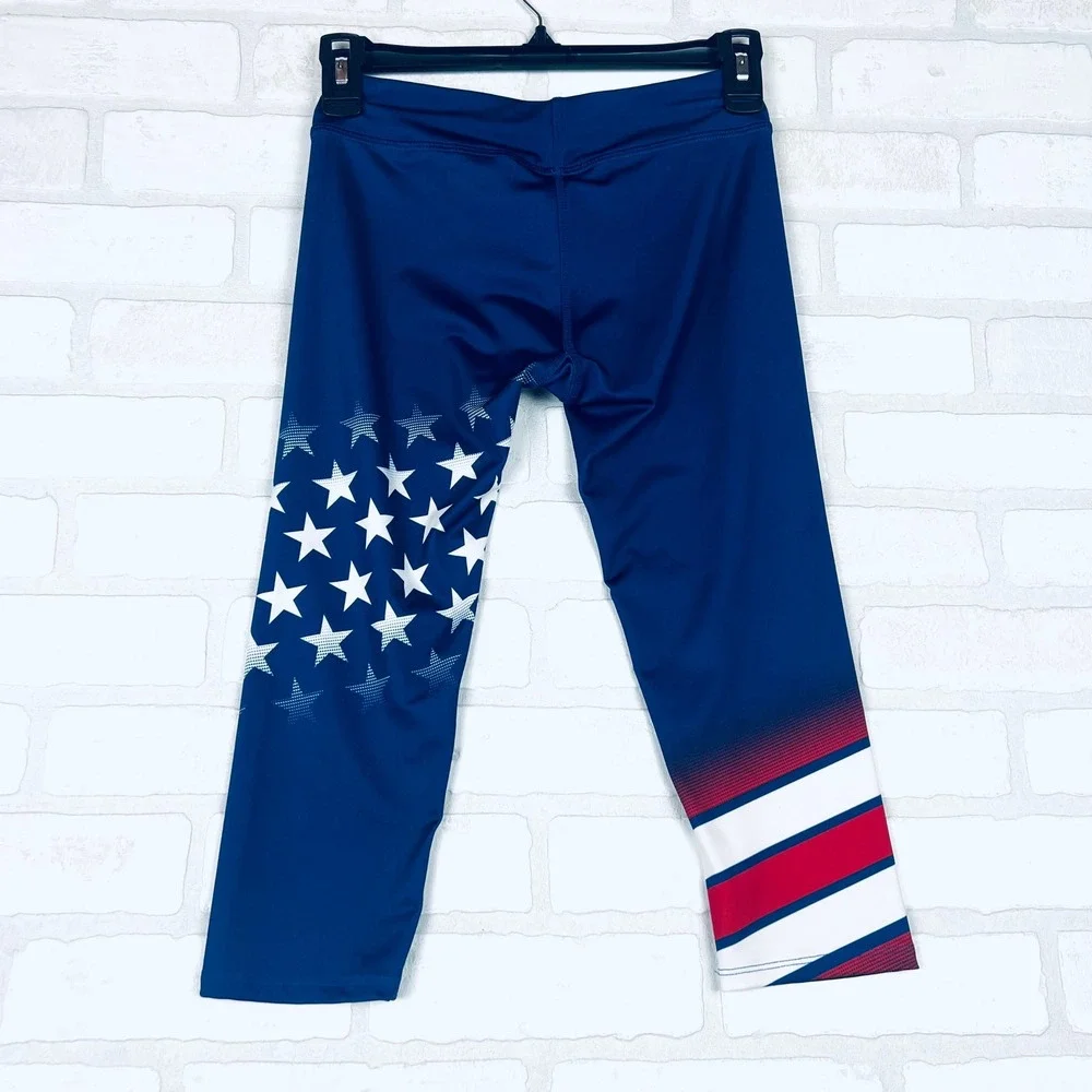 Under Armour Kids Navy Blue Stars and Stripes HeatGear Capri Leggings YMD